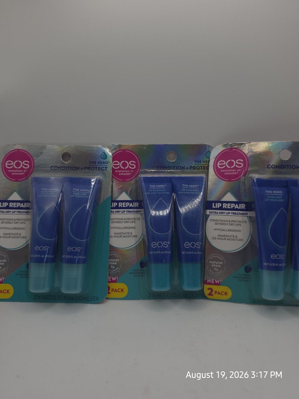 3 Twin Pack EOS The Hero Intensive Dry Lip Repair 24 Hr Moisture Rescue 6 Tubes